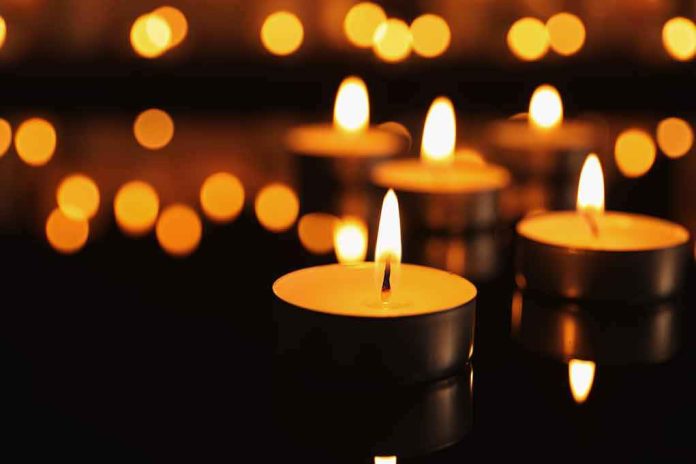 Tealight candles with warm flames
