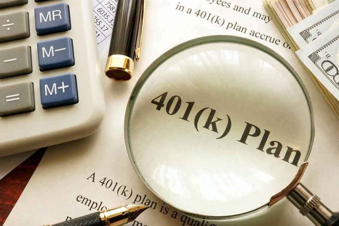 401(k) plan document under magnifying glass